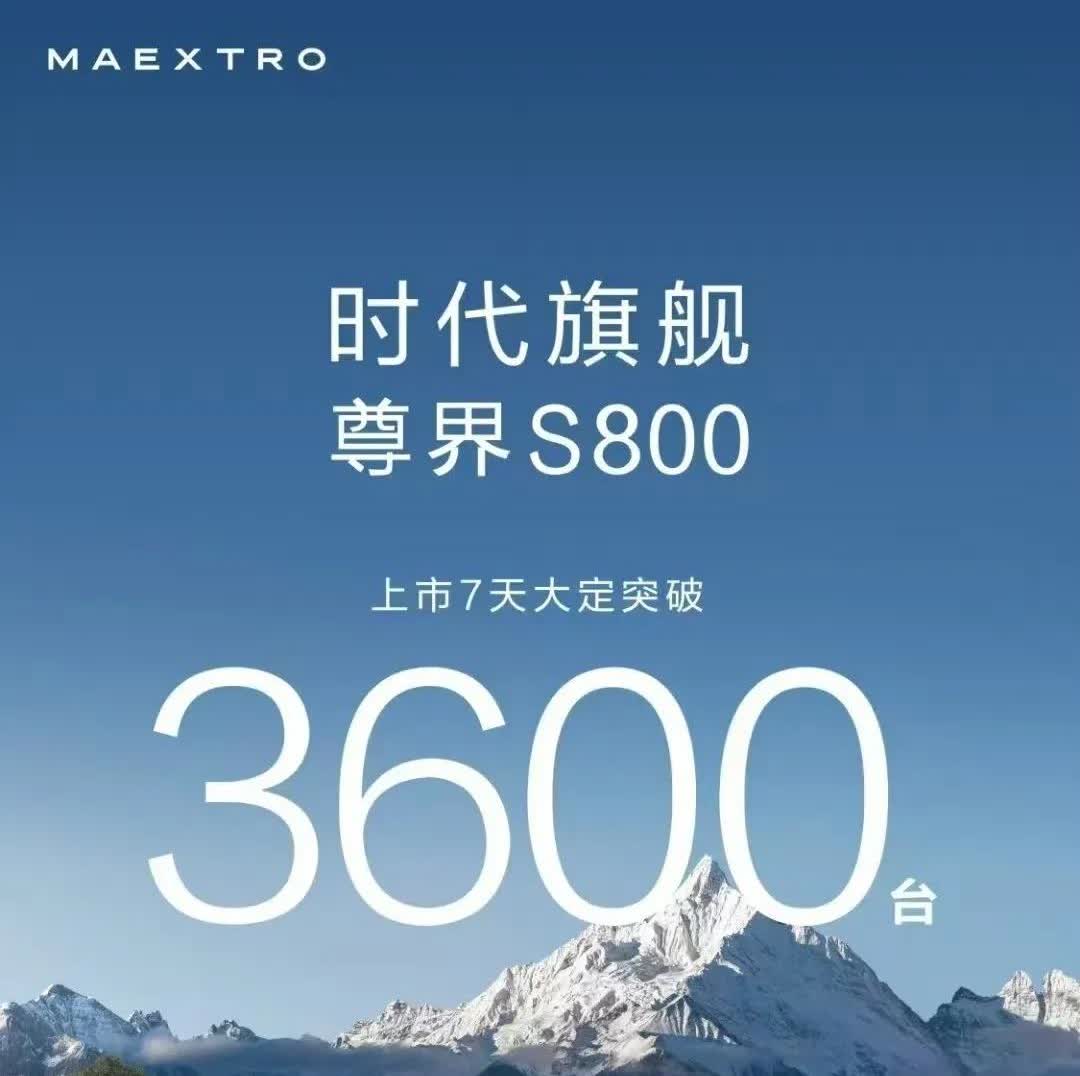 尊界S800订单突破3600台了，更出乎大家意料的是大部分人选择的都是顶配比较多