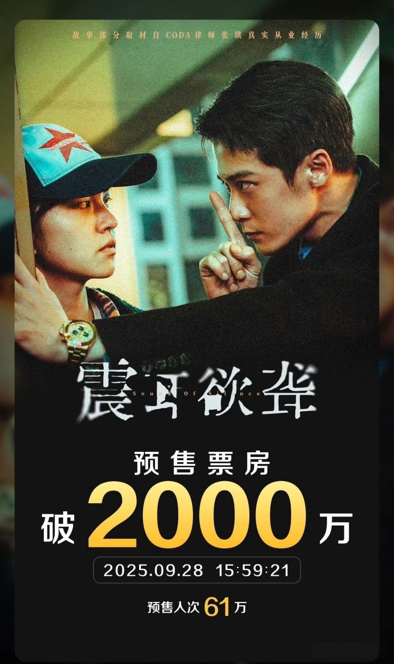 #檀健次# 《震耳欲聋》预售票房破2000万