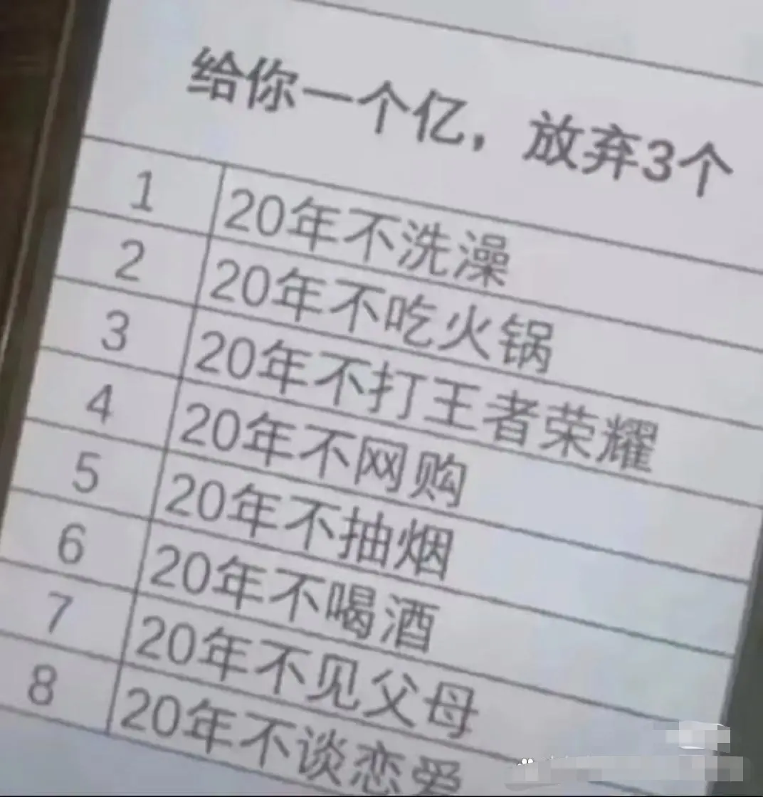 给你一个亿，放弃3个，你会怎么选？