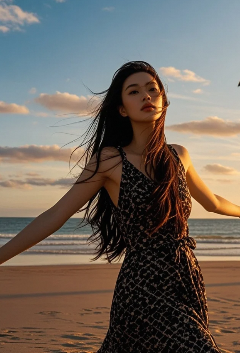 海边长发飘飘，是风与美的海边长发飘飘，是风与美的即兴创作