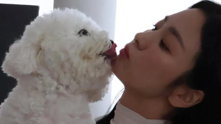 宋慧乔晒花絮照片，亲吻爱犬Ruby好有爱，称认真工作的女人最美丽！