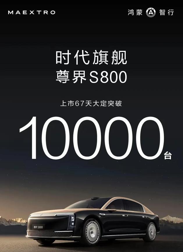 尊界S800上市两个月大定突破1万台了！真了不起，这可是百万豪车呀！
华为正引领