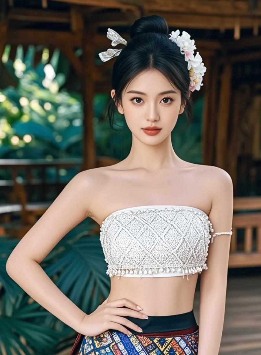 她手捧鲜花入寺，虔诚如晨曦初照