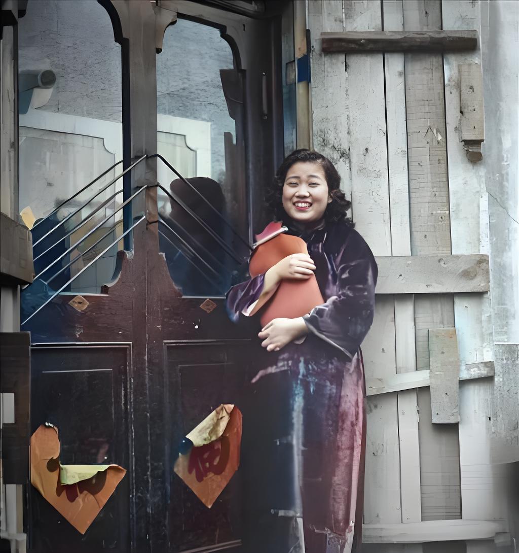 1946年，北方寒风中，青楼门口一位身着绸缎旗袍的女子，抱着泛着陈旧光泽的暖手袋