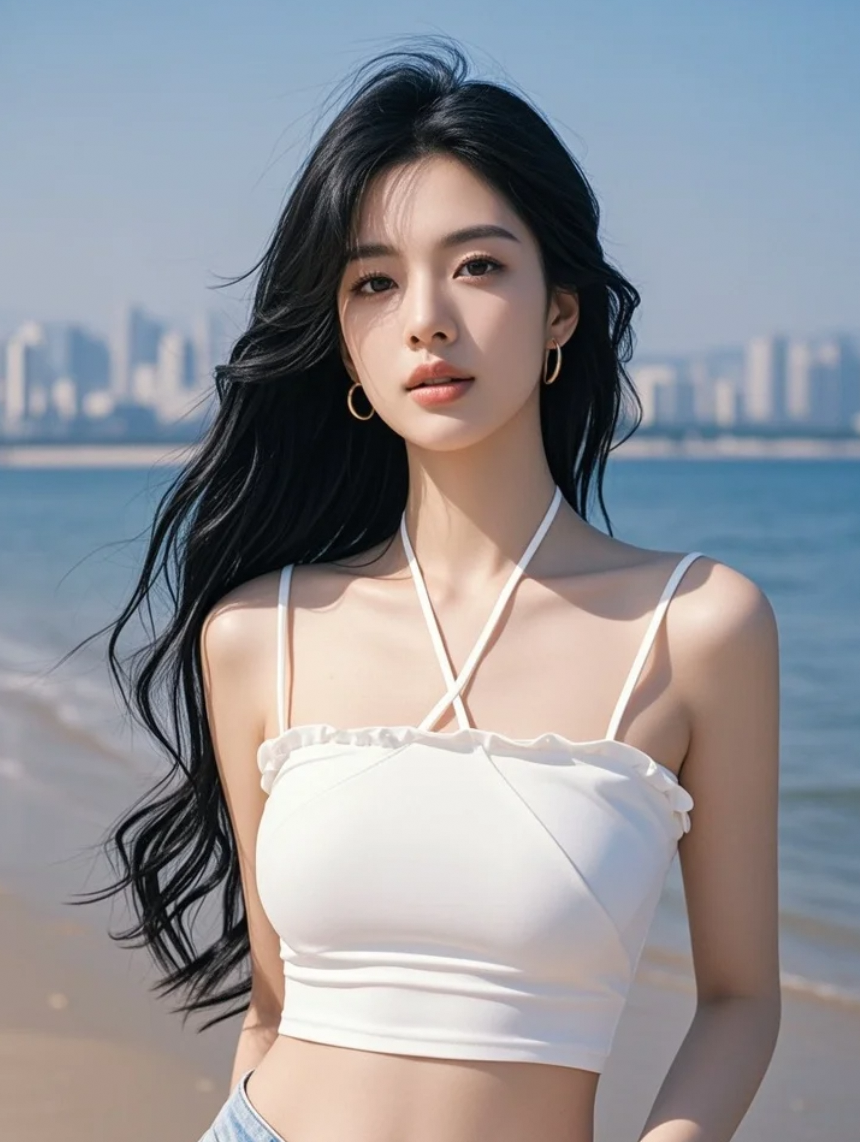 这不是风景照，这是我在海边遇到的女神