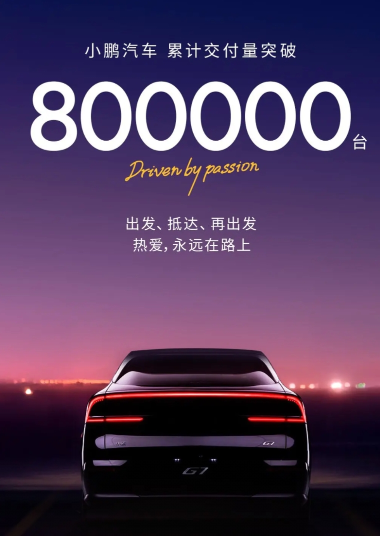 小鹏也是好起来了，他们的交付量居然来到了80万！

今天下午，小鹏的官方网站放出