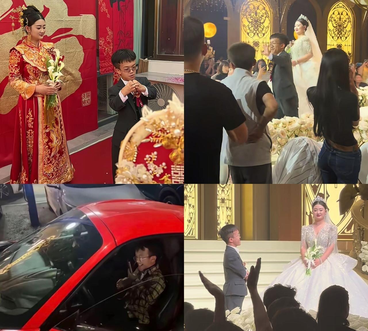 女方这是嫁给了爱情吗？最近网络上一场婚礼引发大家关注，新郎个子不高，新娘却非常漂