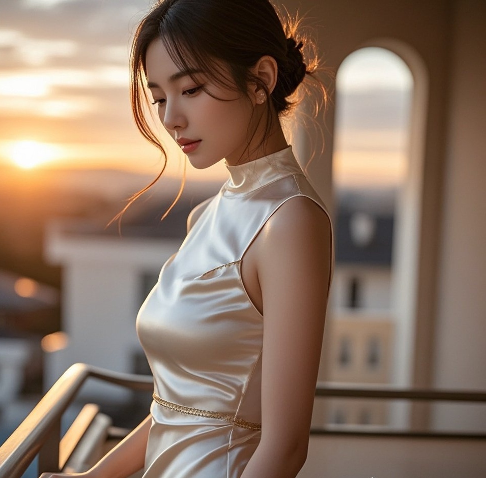 丰盈曲线真丝显，美艳少妇韵味足
