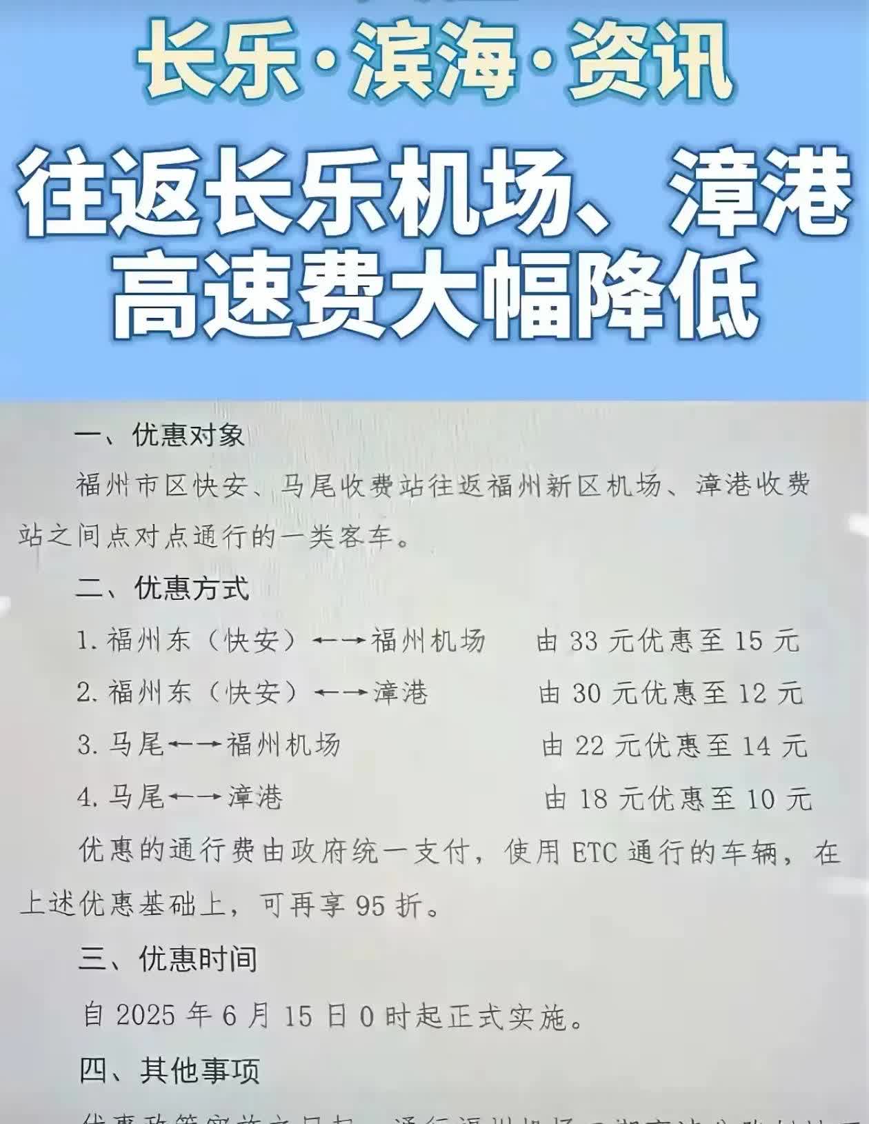 好消息，又是一个特大好消息，
福州到长乐机场高速费大幅降价啦。
相比之前福州