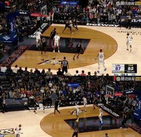 #创作训练营2期开营啦# 整10秒——詹姆斯这回防是走回来的？
76人反击投篮后