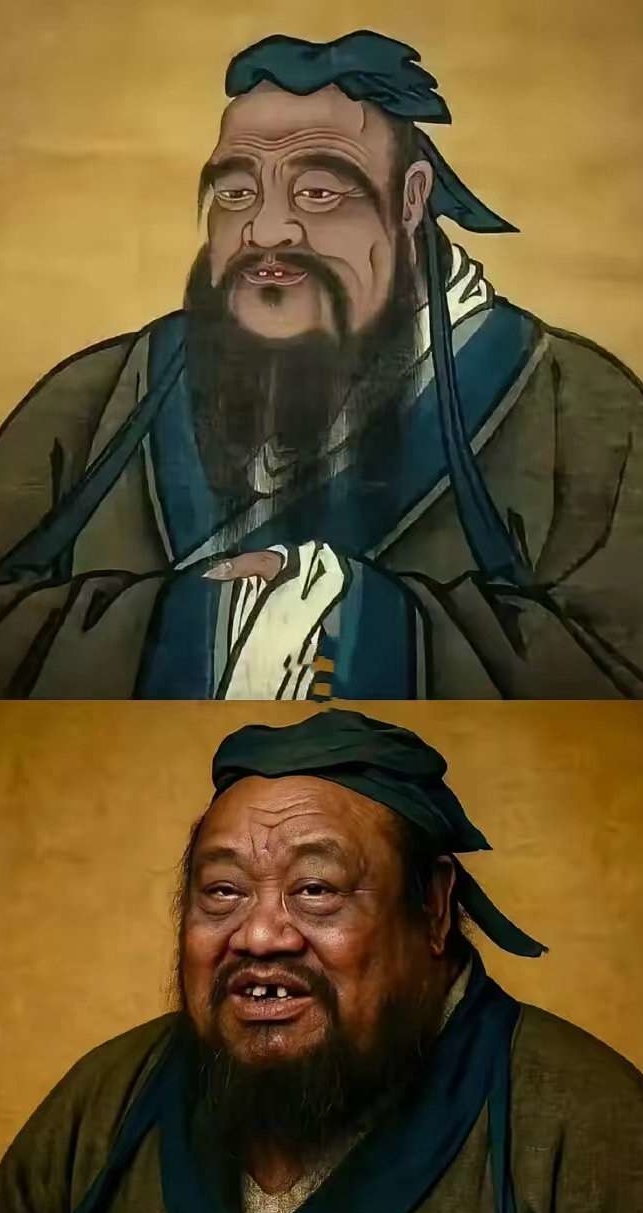 这是网友利用ai技术，根据孔子画像复原出的