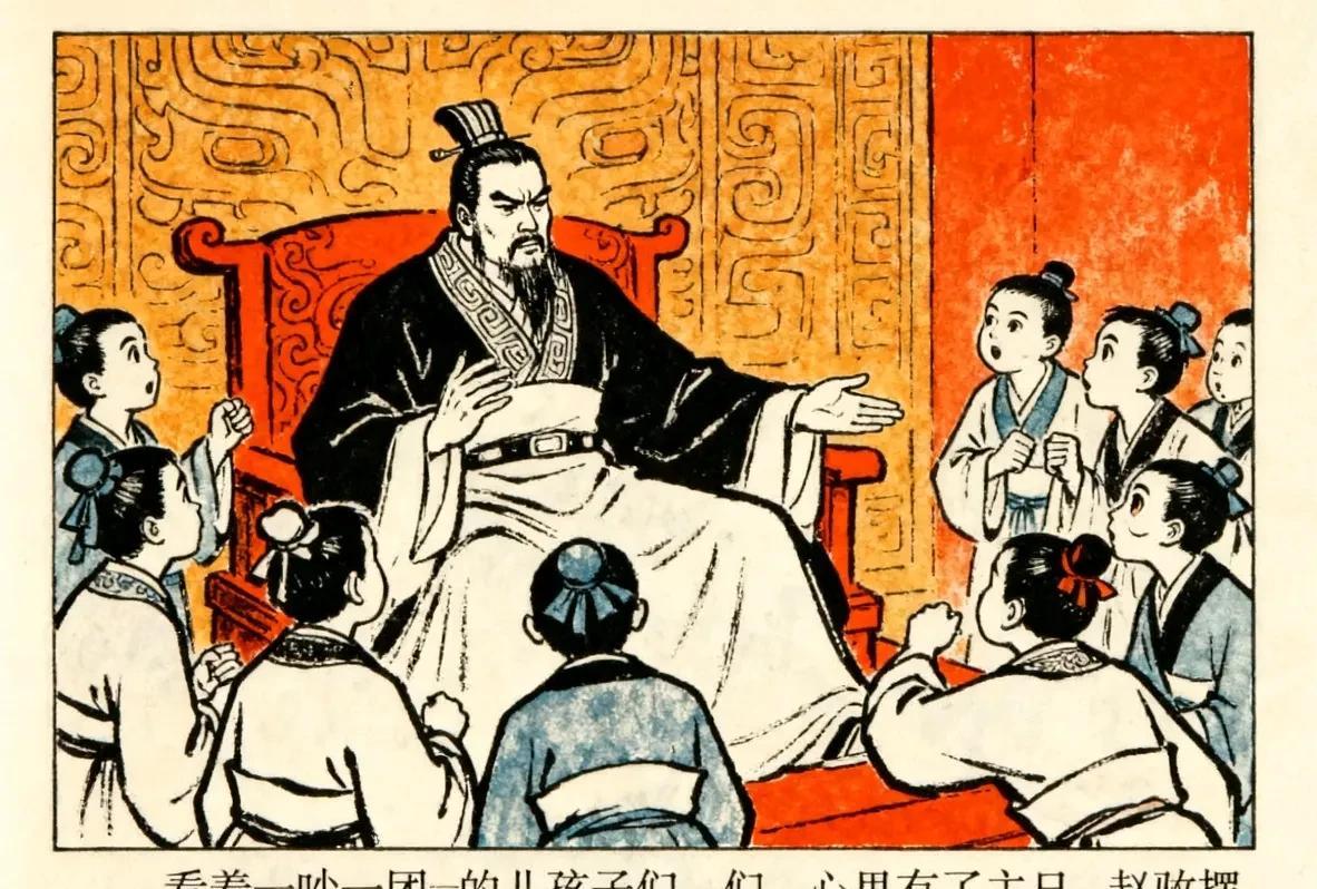 赵国的始祖赵鞅，想立小妾生的赵襄子为继承人，兄弟们都不服。他便把儿子们都召集起来