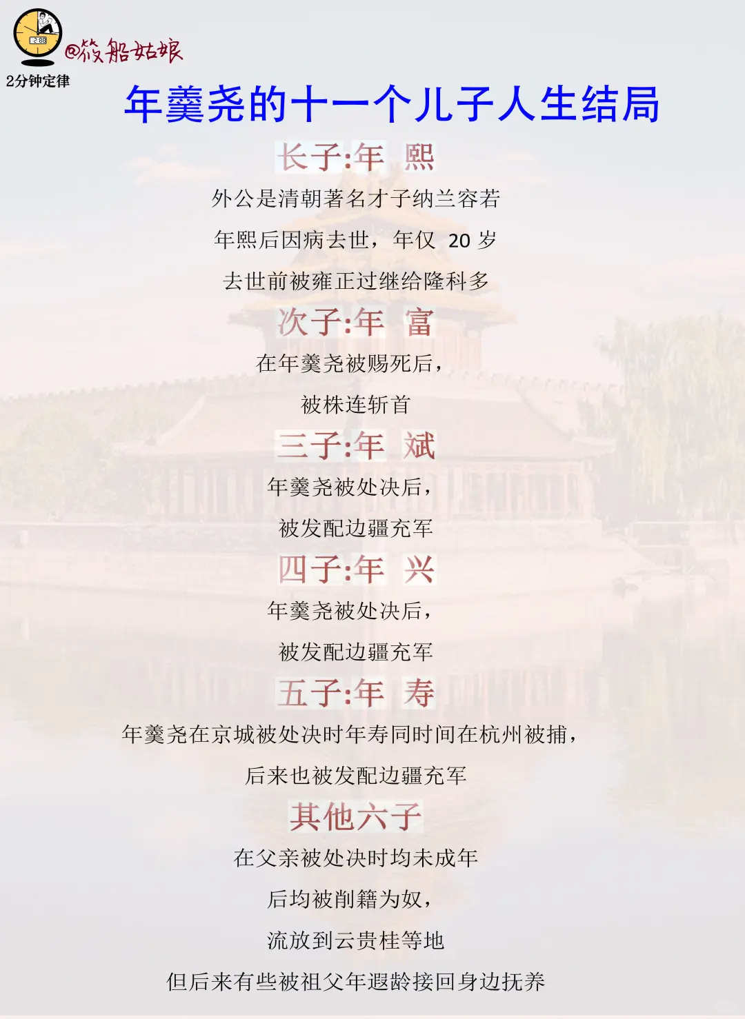 年羹尧的十一个儿子结局