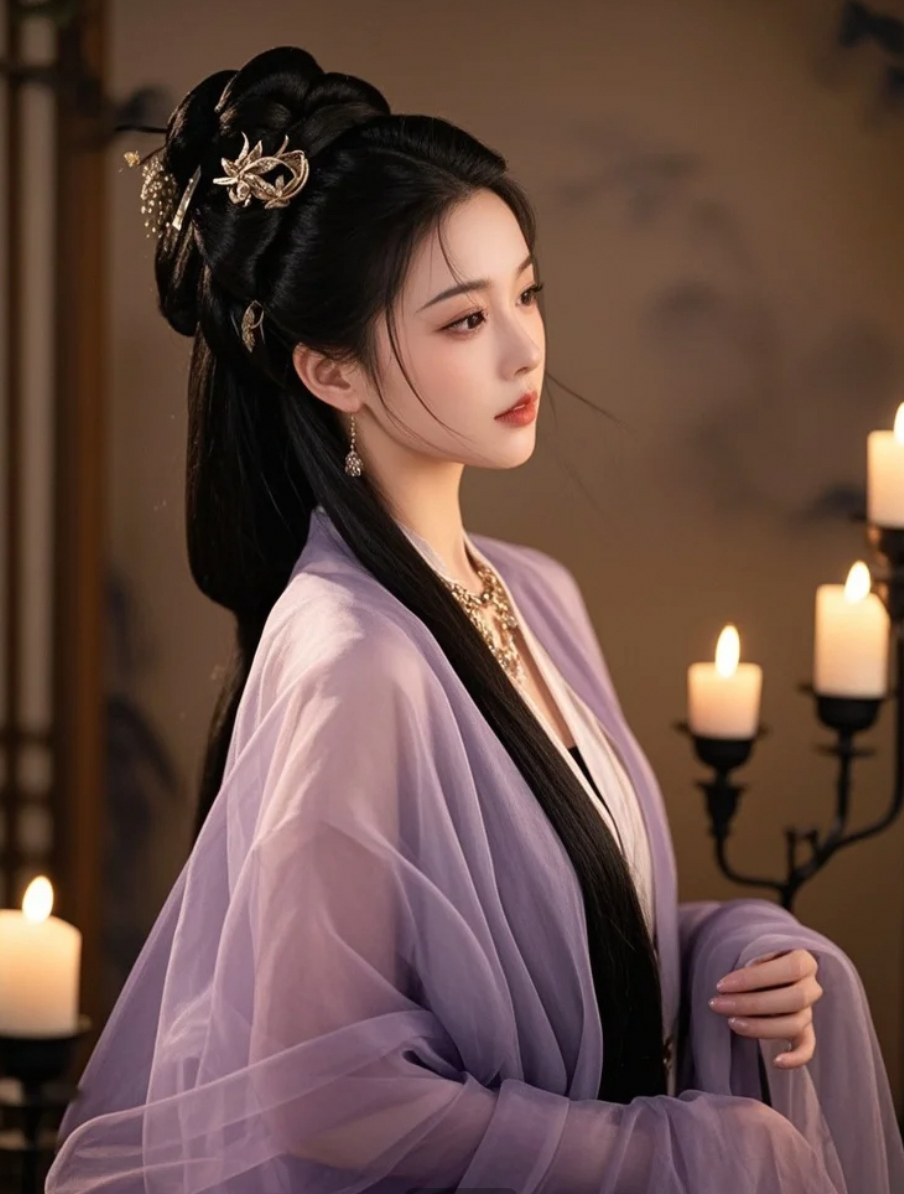 紫色汉服在身，美得像梦中走来