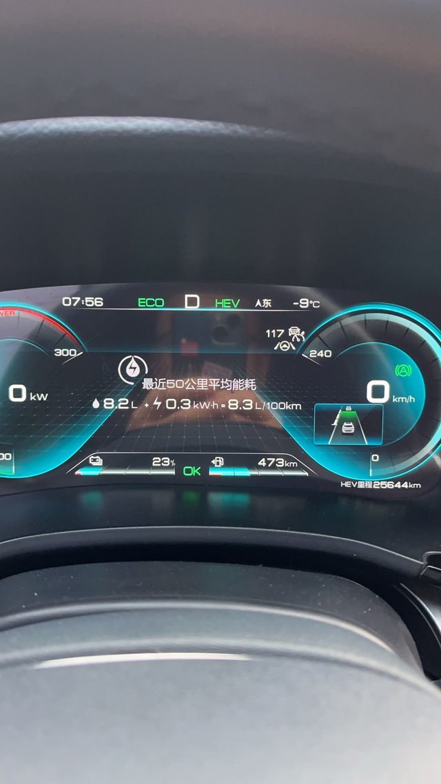 我的宋plusDMi冬天油耗8个了
我在天津，最近下完雪，冷，油耗最高纪录了
八