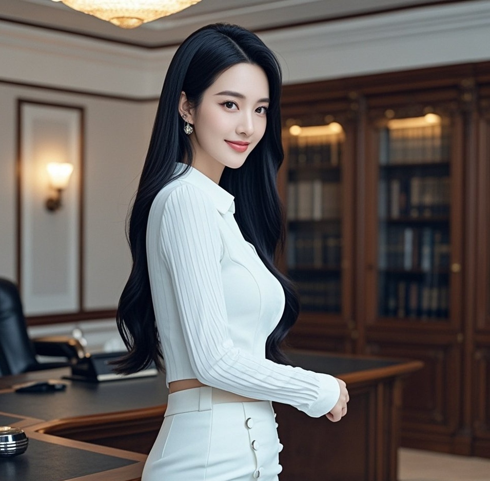 丰腴少妇职场行，衬衫裙摆曳风情