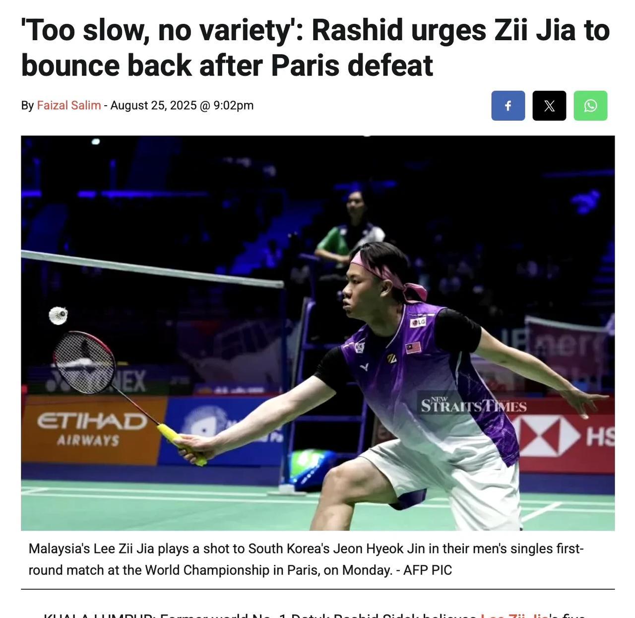 【拉锡：“梓嘉步伐太慢了，且没有变化”  大马拿督詹姆斯：“（李梓嘉）浪费了机会