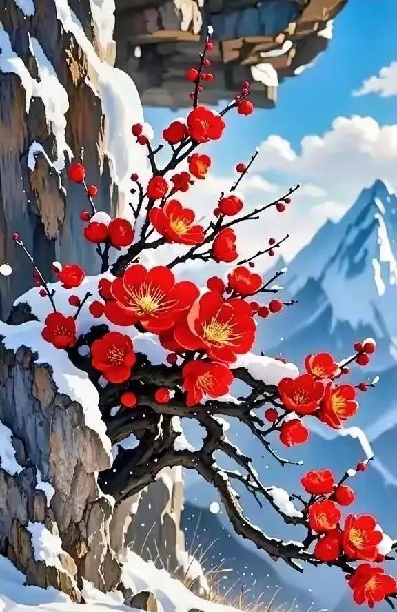 #下联：风吹绿柳柔，求上联#
             雪打红梅艳
      