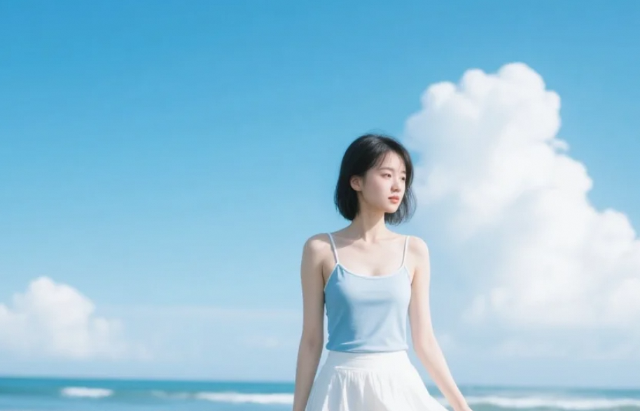 海滩上的女神，她用行动诠释了什么是美好
