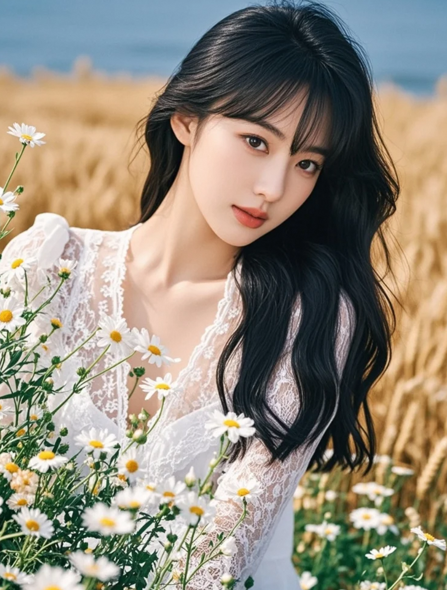 阳光明媚，她长发如丝，笑容如蜜，美得令人心动