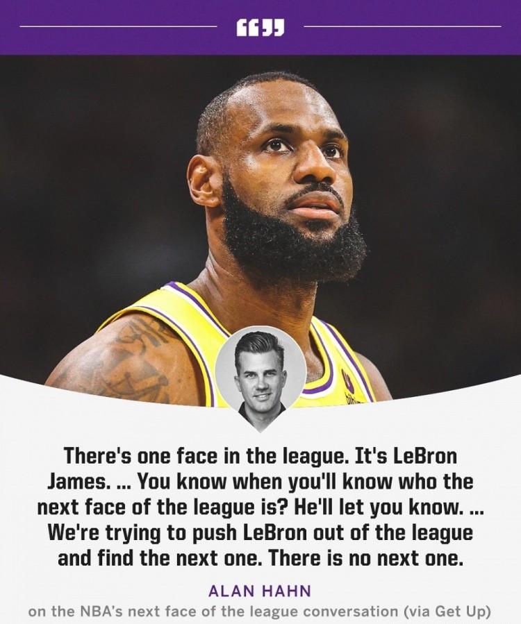 专家：别讨论门面了！NBA唯一的门面是詹姆斯！
篮球专家Alan Hahn认为N
