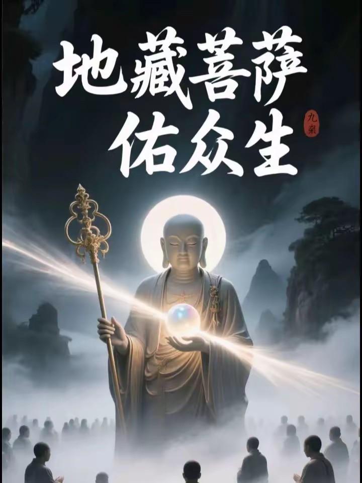 诚诵南无地藏尊菩萨
苦厄、灾劫、忧烦皆除
菩萨锡杖横扫阴翳，明珠照破九泉迷雾
众