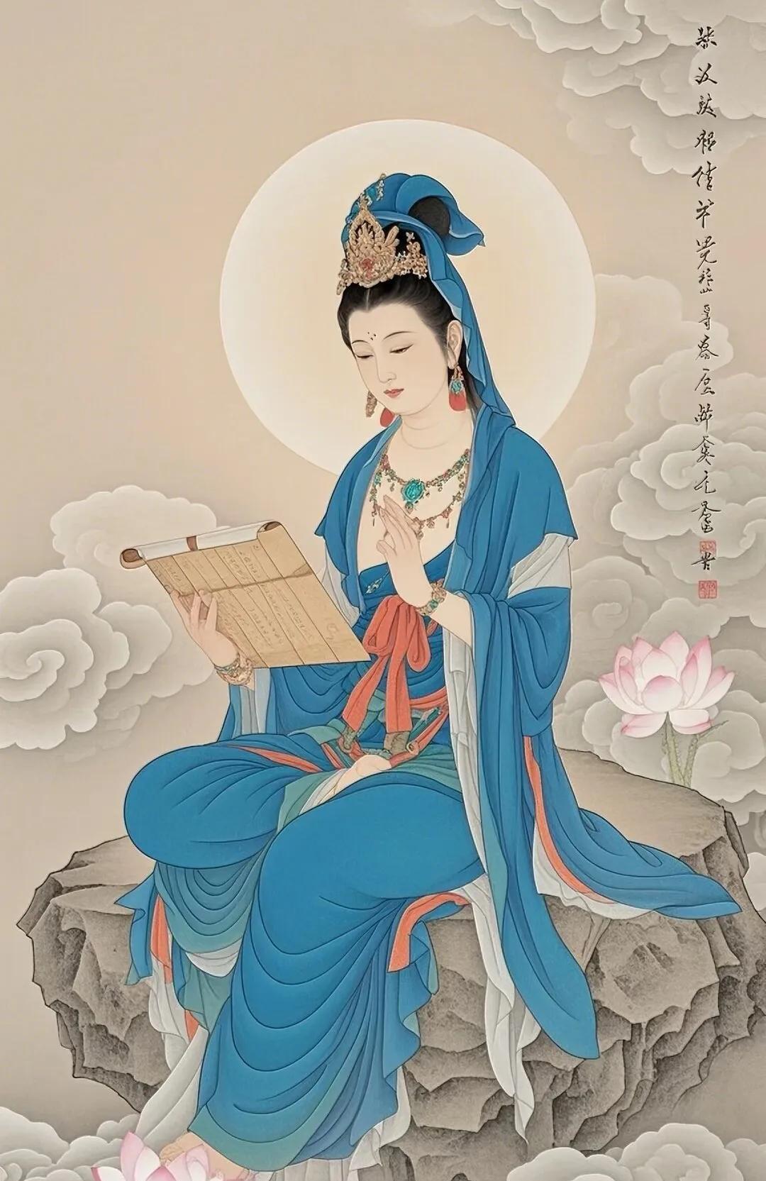 观音读经心如莲，云海静谧意悠然。#每天分享一句人生感悟# #你最喜欢的一句古诗词