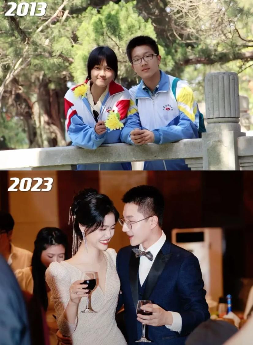 两张照片，相隔10年。