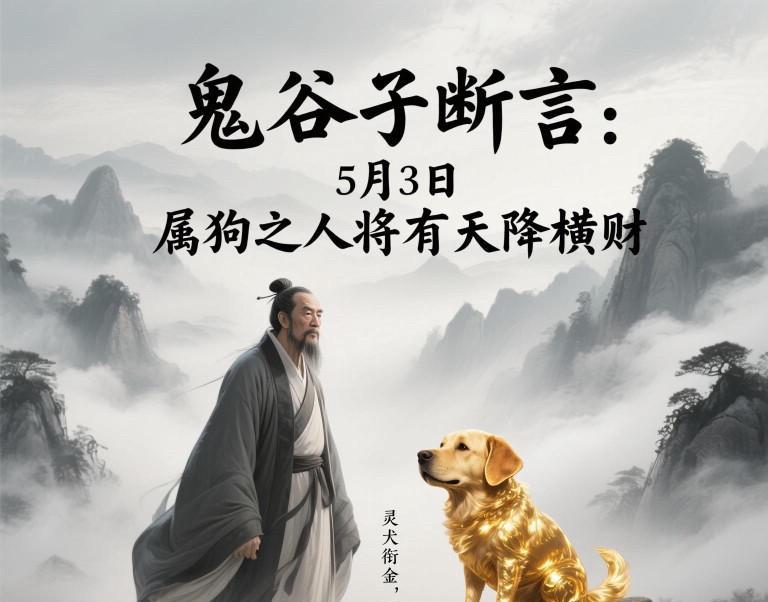 鬼谷子断言：
5月3日10点左右
将有一笔天降横财砸中属狗之人
这笔财富恰似灵犬