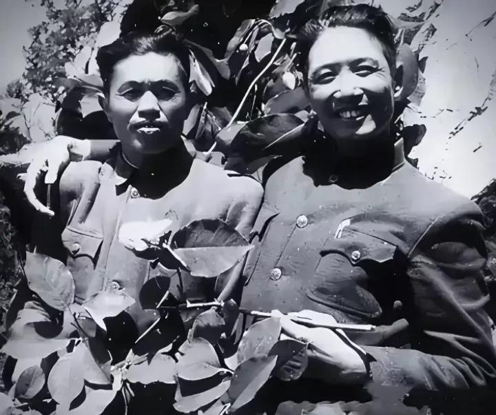 五十年代，张震与皮定均在一起，亲切交谈，笑容满面，笑容灿烂，喜笑颜开，喜出望外，