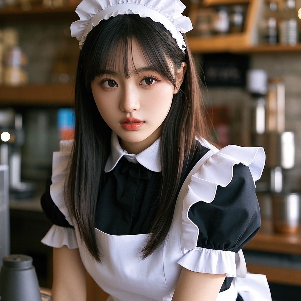 俏皮女仆摆造型，萌力全开吸睛灵