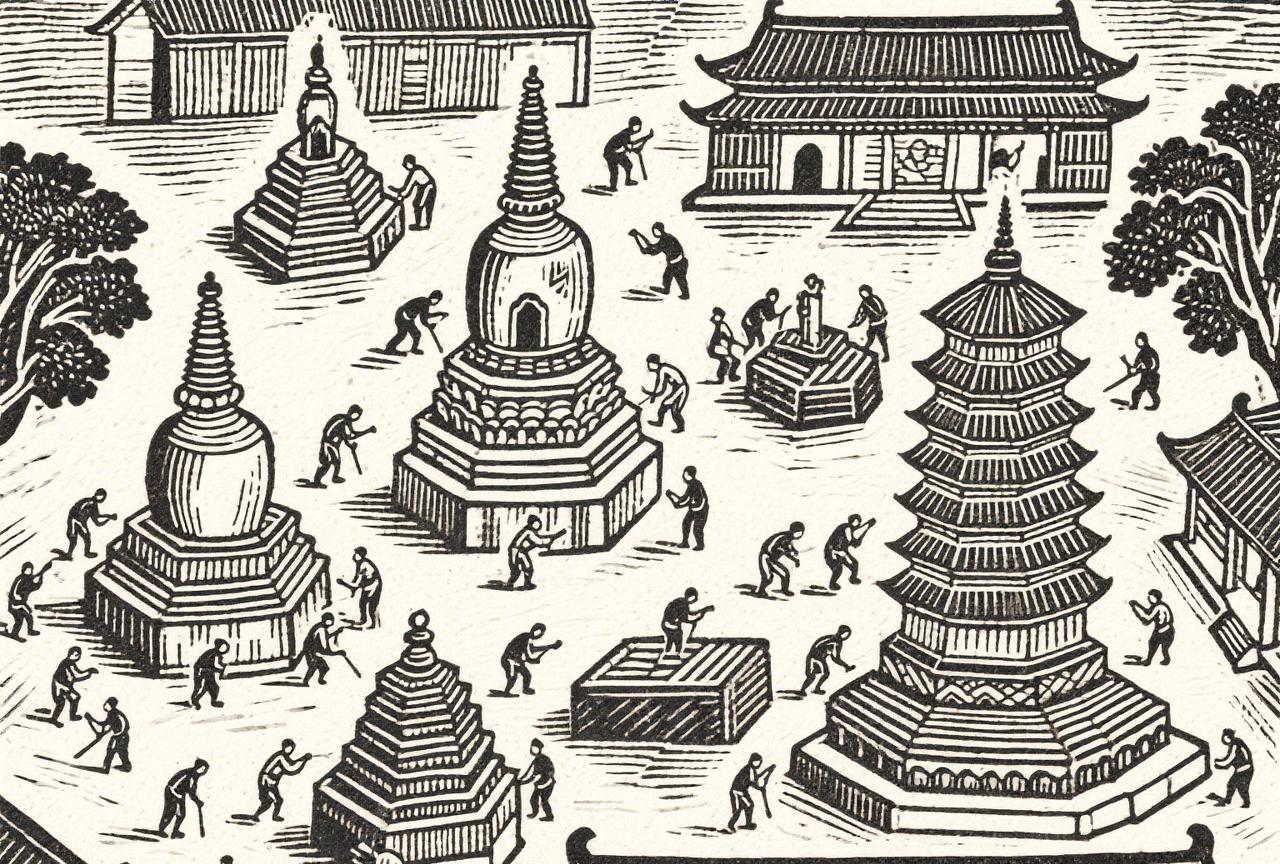 宋朝天圣年间，朝廷下诏建造佛塔。有个县令姜遵，就下令用新的砖瓦来替代已经有些破旧