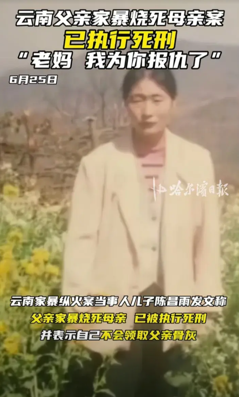 “妈，我给你报仇了。”云南，因为家庭矛盾，父亲当街往母亲身上泼汽油点火，造成母亲