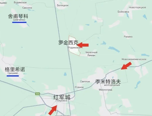 红军城方向，俄军已经抵达罗金西克，开始对罗金西克东郊发起攻击。
乌军开始从罗金西