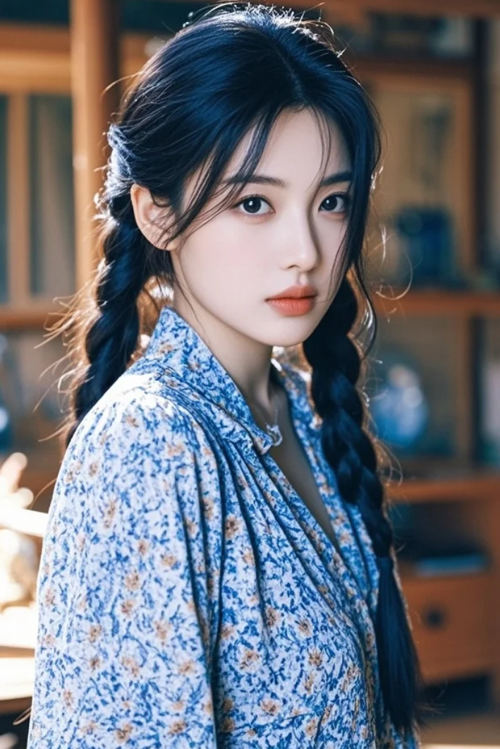 左马尾+碎花衬衫，拍出高级又忧伤的少女模样