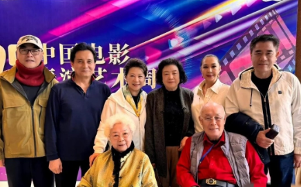 仔细看，前排是表演艺术家田华、许还山，两位虽然年龄大了，头发都白了
