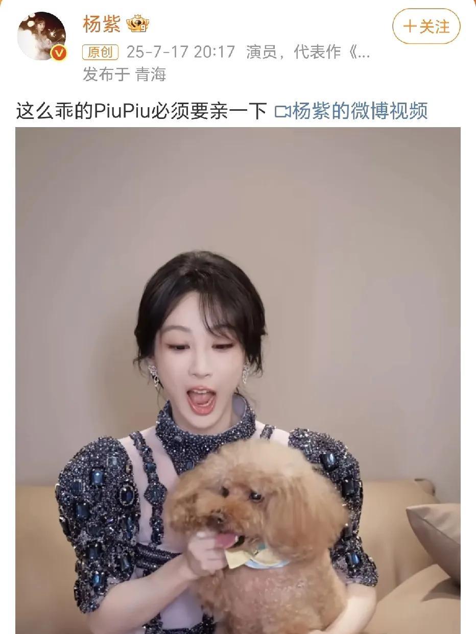杨紫带PiuPiu一起跳手势舞！
7月17日，杨紫在社交平台晒出了一段小视频，她