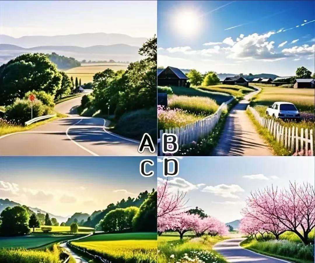 你最喜欢哪条美景中的小路？看看你未来的人生路上有哪些好运？
选好再看答案哦！
趣