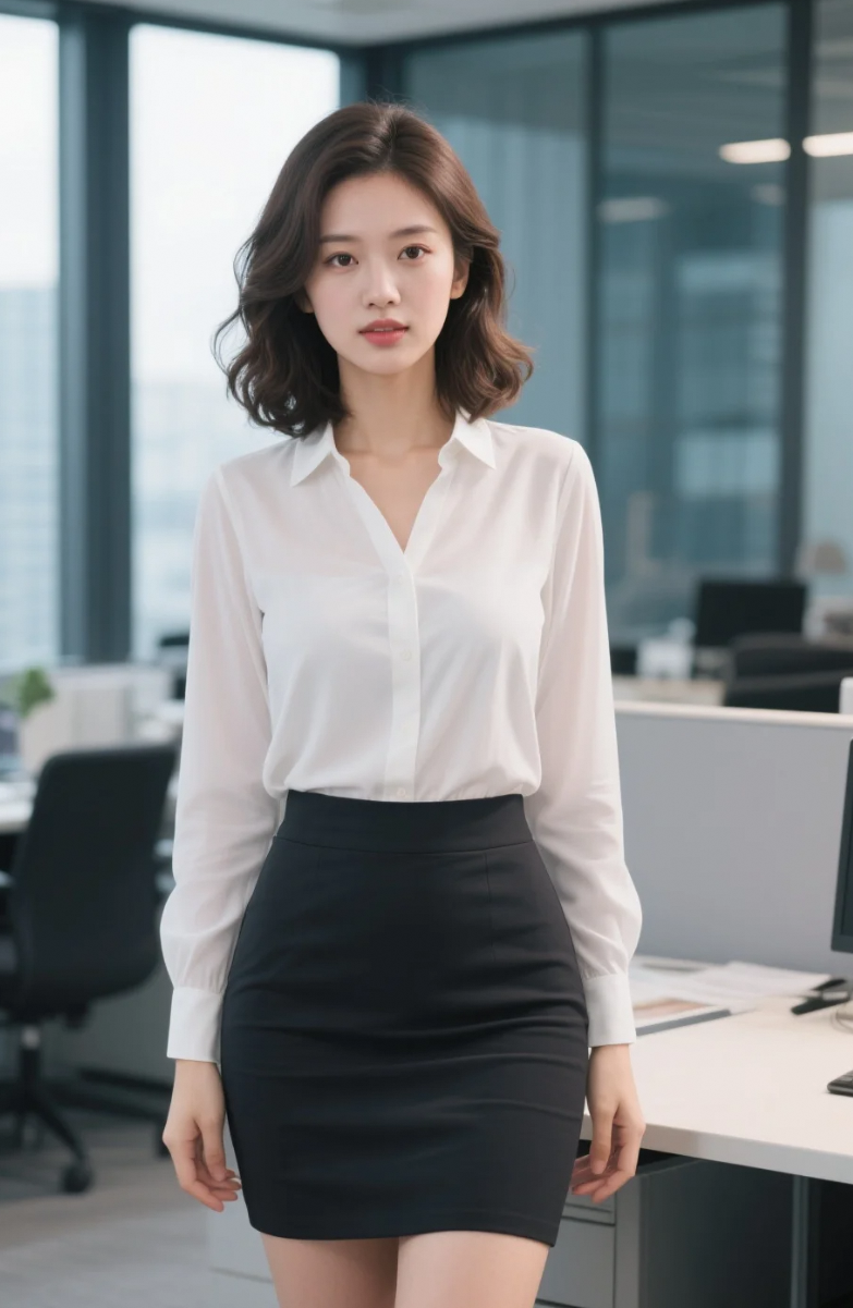 她就站在那，连打印机都忘了工作