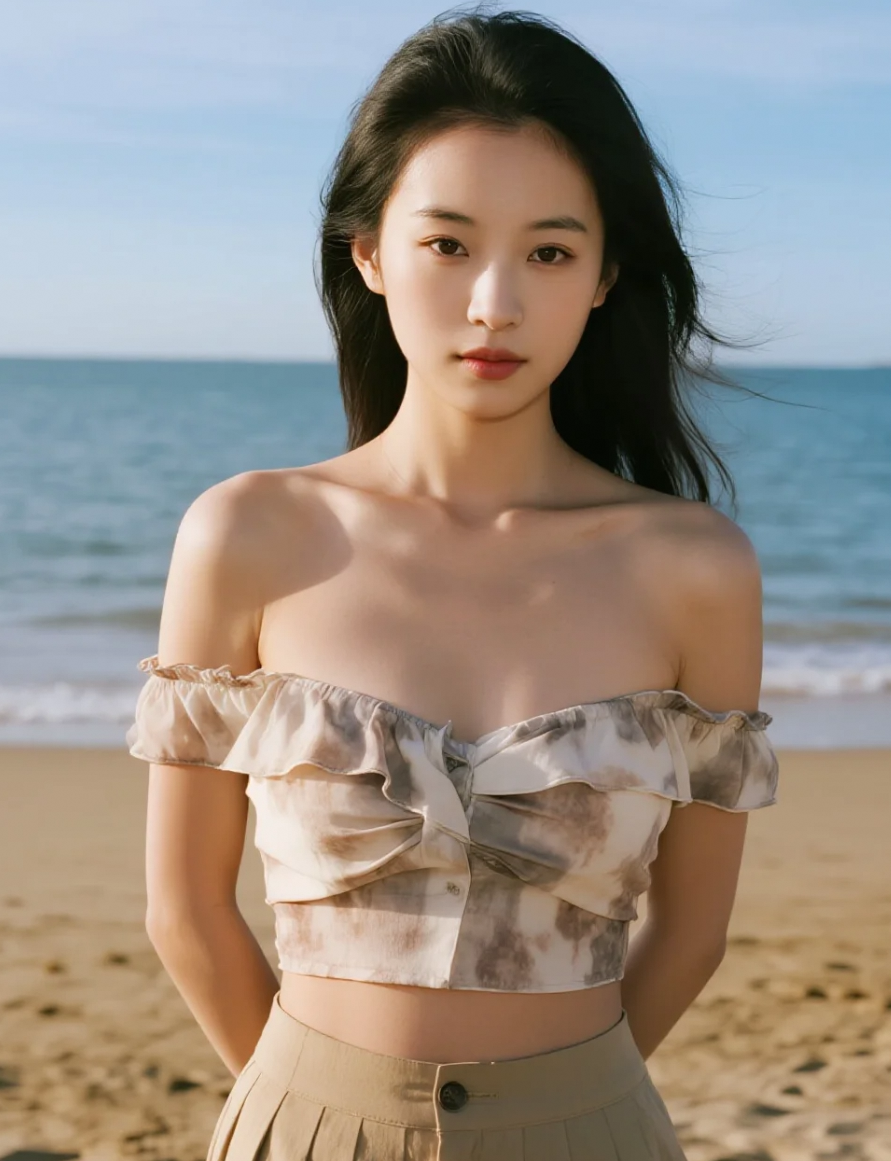 白色连衣裙+无边海景，随手一拍就是明信片！