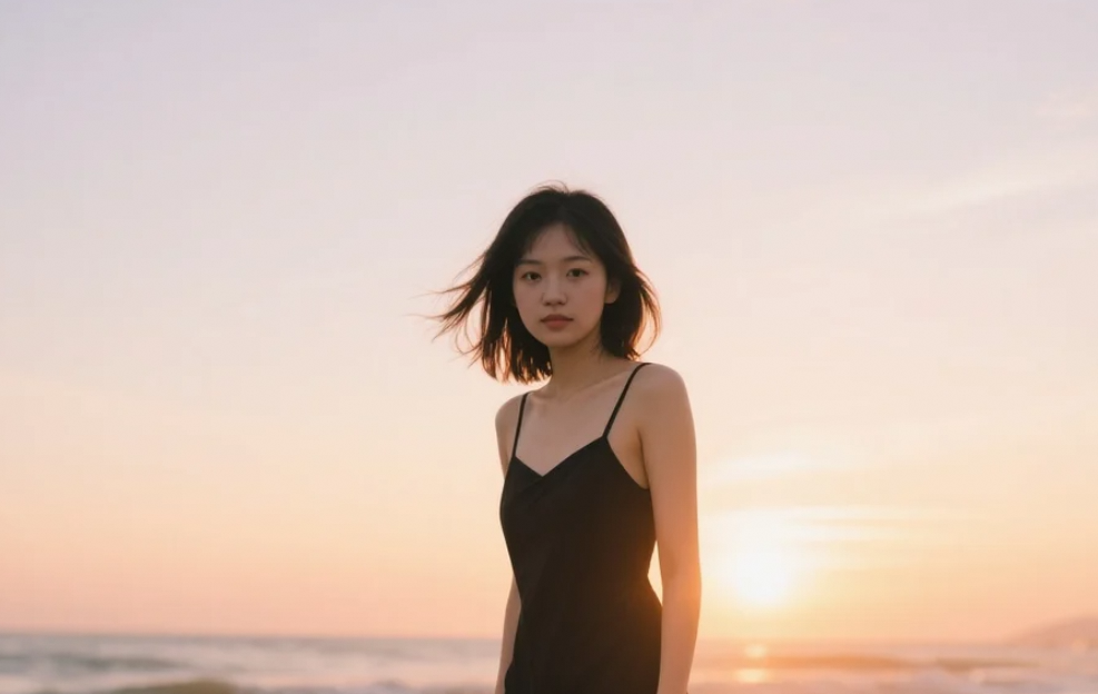 海风吹得头发飞扬，那一刻我觉得自己是世界上最自信的女孩。