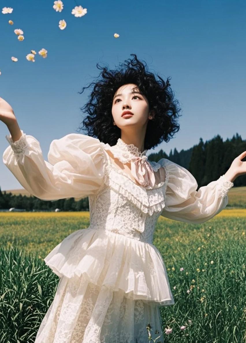 她在镜面湖上行走，每一步都踏碎又重组成另一个自己。