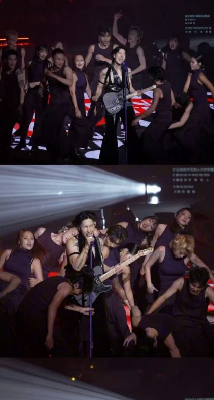 吴建豪在演唱会中身着背心表演时，绷紧的背肌被形容为