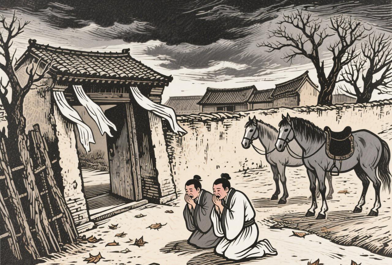 三兄弟，父母早亡，长兄十六岁，两个弟弟一个九岁，一个七岁；
长兄白天耕种，晚上读