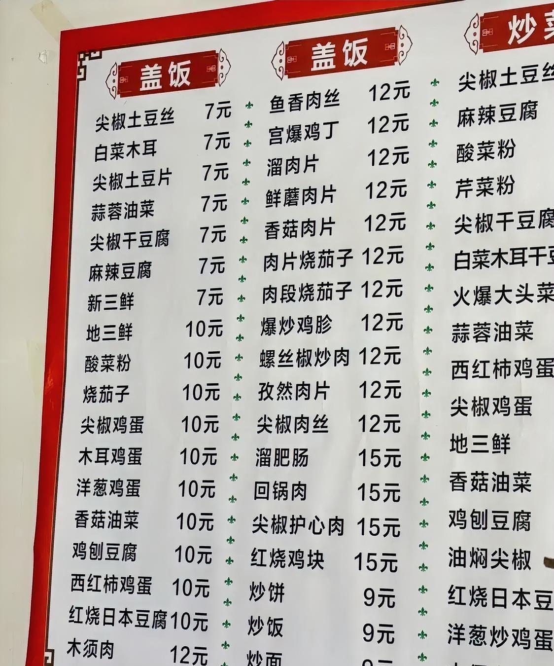 你敢相信吗？这是北京五环内城中村，一家小餐馆的盖饭价格，确实是够亲民的。
吃好不