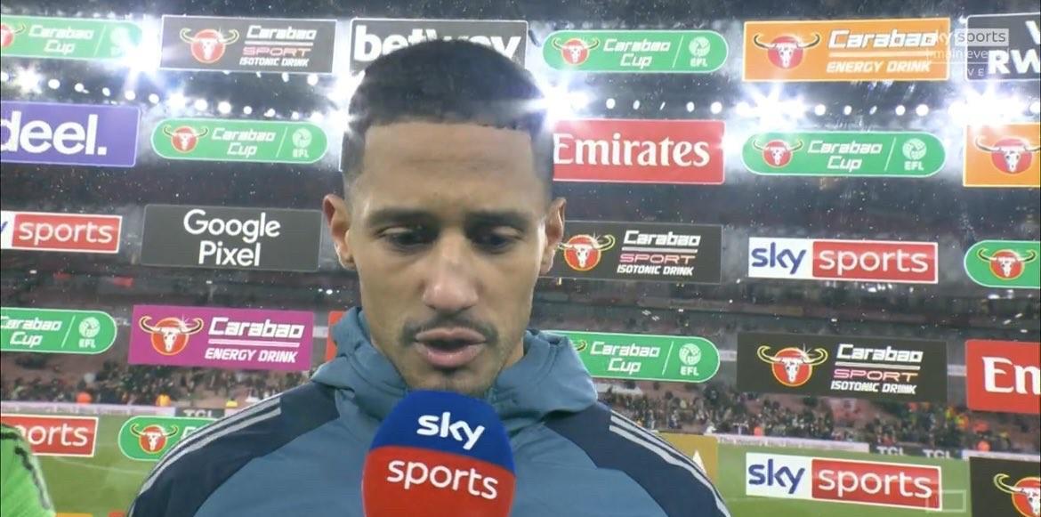 阿森纳点球战胜水晶宫进入联赛杯半决赛。赛后萨利巴谈到这场比赛说：“这是一场对阵顶