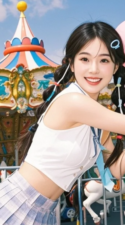 旋转飞椅太快，但我记得镜头前笑了一下——你看到了吗？