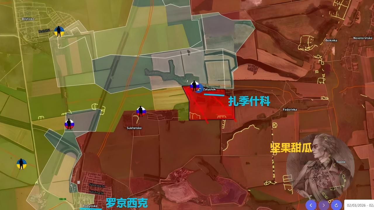 红军村方向，中央集群在北部的扎季什科推进了 500 多米，并抵达了居民区西部边缘