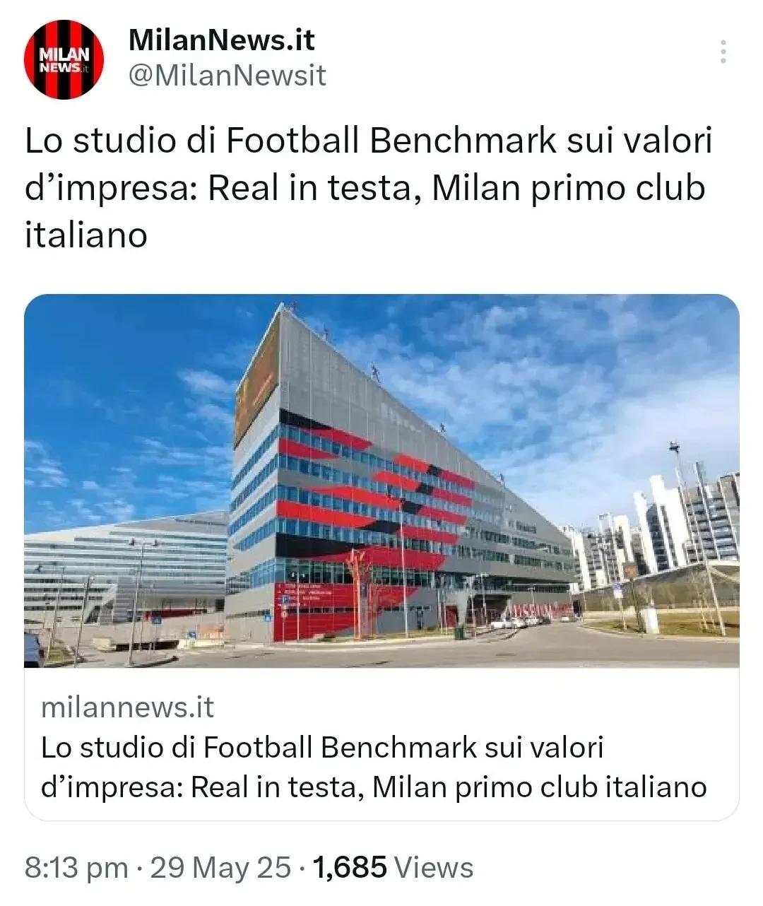 米兰卖不出去的原因找到了！



最新公布的欧洲足球俱乐部估值榜单显示，意甲北方
