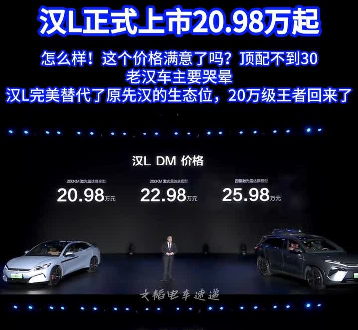 怎么样！这个价格满意了吗？顶配不到30
老汉车主要哭晕
汉L完美替代了原先汉